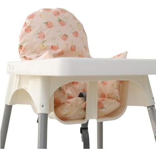 Waterproof High Chair Cushion for IKEA High Chair, One Piece with Sitting Cushion, Easy-Clean, Super Comfort (Peach Bunny)
