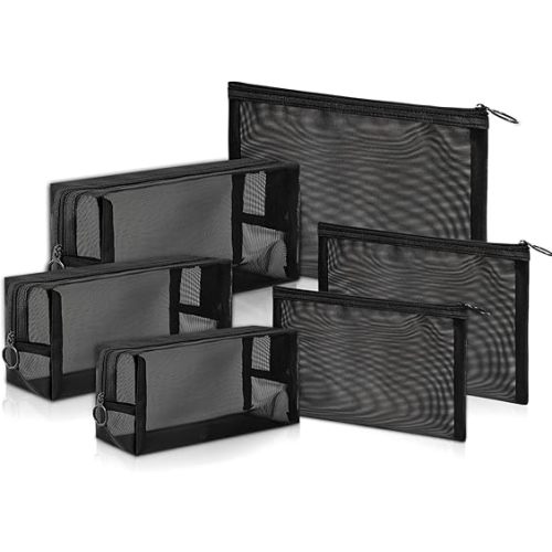 Unoutur pouch,Mesh Cosmetic Bag Portable Makeup Pouch Travel Toiletry Bag for Makeup Organizer Home Office Travel Accessories,6 Pieces Mesh Makeu