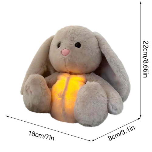 Breathing Bunny Soother Toy with Cry Activated Sensor and Calming Sounds for Newborns Sleep Aid Plush Stuffed Animal with Realistic Breathing Motion White Soft Short Plush