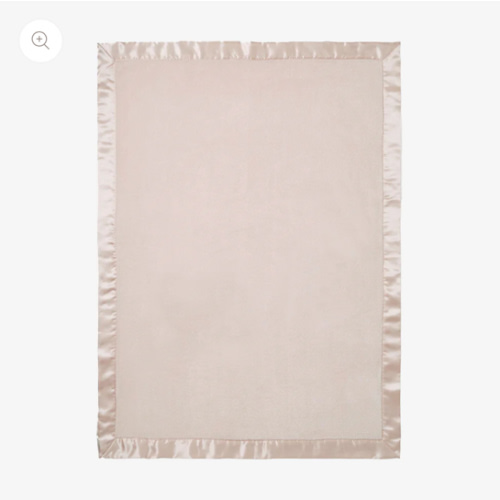 Pale Pink Satin Trim Flannel Fleece Baby Stroller Blanket