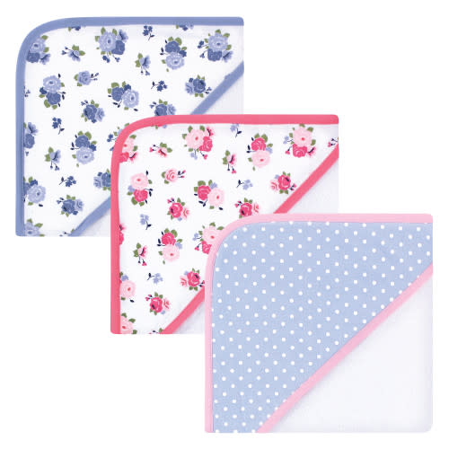 Luvable Friends Cotton Terry Hooded Towels, Floral - Hudson Childrenswear
