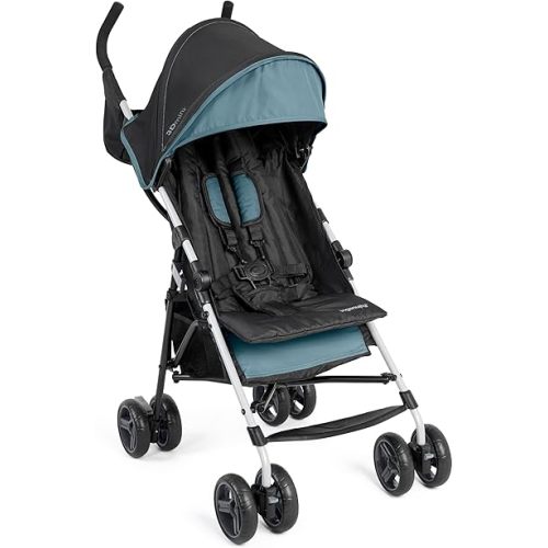 Summer by Ingenuity 3D Mini Convenience Stroller – Lightweight Stroller with Compact Fold, Multi-Position Recline, Canopy with Pop Out Sun Visor – Umbrella Stroller for Travel and More, Slate Grey