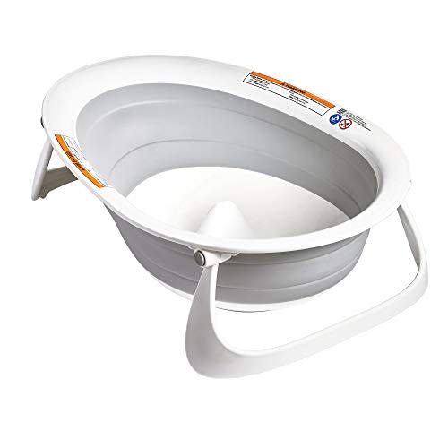 Boon Naked Collapsible Baby Bathtub - Adjustable 2-Position Collapsible Baby Bath for Travel - Recline or Sit Up for Infants and Toddlers - Baby Travel Essentials - Gray - Ages 0 to 18 Months