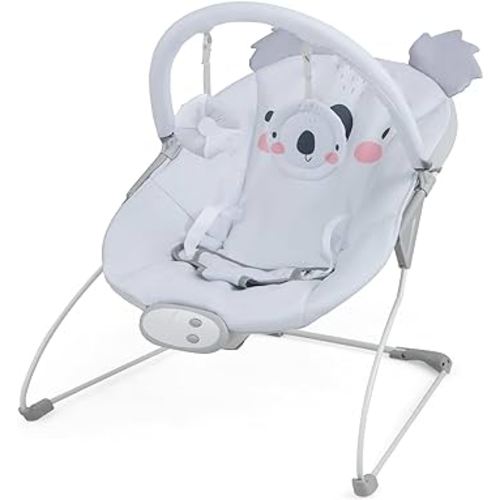 HONEY JOY Baby Bouncer, Portable Infant Newborn Rocker & Stationary Seat w/Soothing Vibrations, Removable Bar, Music, Safety Harness, Bouncer Seat for Babies 0-6 Months up to 20 lbs, Gray Koala