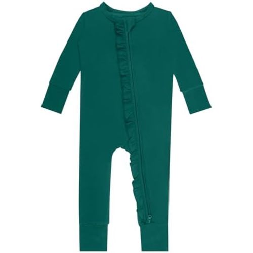 12-18m GUISBY Rayon Baby Long Sleeve Footless Rompers, 2 Way Zipper with Ruffle Sleepers 0-24 Months
