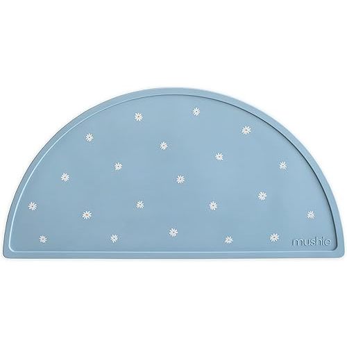 mushie Silicone Placemat for Kids | BPA-Free Non-Slip Design (White Daisy)