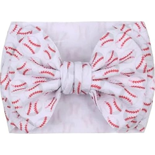 Baseball 7" Bow Headwrap upto 4 years Baby Girls
