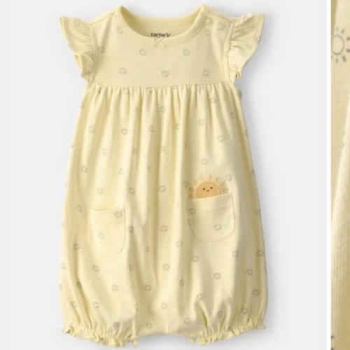 Baby Girl Sunshine Short-Sleeve Romper - Yellow | Carter's