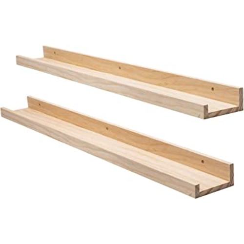 Amazon.com: AZSKY Wood Floating Shelves for Wall 36 Inches Long Wood Photo Picture Ledge Shelf with Lip Kids Bookshelf and Wood Wall Shelves for Nursery Decor a Set of 2 : Home & Kitchen