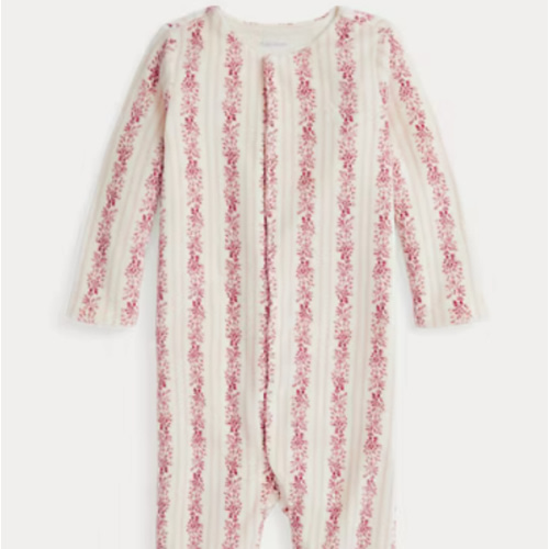 Floral Velour Footed Coverall