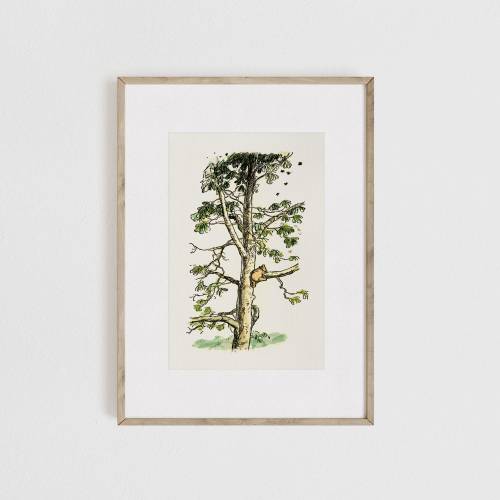 Winnie the Pooh Climbing A Tree Print, Winnie the Pooh Print Poster, Nursery Gift, Kids Room, Baby Room, Pooh Print, Vintage, Classic Pooh
