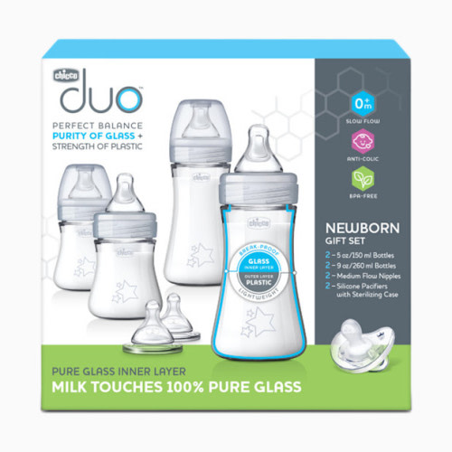 Duo Newborn Hybrid Baby Bottle Starter Gift Set - Grey