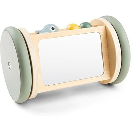 Done by Deer Rolling Tummy Time Mirror Birdee - Colour Mix - Baby Sensory Activity Toy - Baby Mirror for Tummy time and Crawling Motivation for 3+ Months - Aesthetic Gifts for Newborn