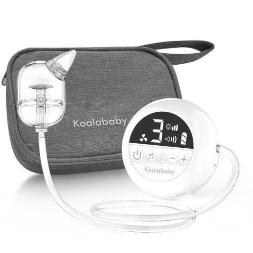 Koalababy Electric Nasal Aspirator for Baby – Hospital-Grade Nose Suction, 9 Suction Levels, Baby Nose Sucker, Nasal Cleaner, Night Light & Music, Soft Silicone Tips, Travel Bag