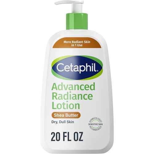 Cetaphil Body Lotion, Advanced Radiance Lotion with Shea Butter for Dry, Sensitive Skin, 20 oz, Fragrance Free, Hypoallergenic, Non-Comedogenic, Packaging may vary