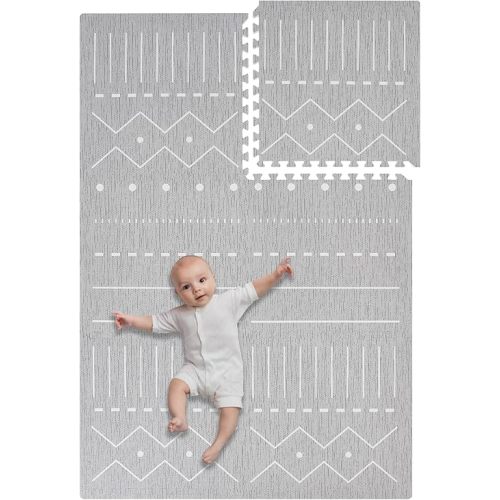 Toddlekind Playmat - Premium Foam Playmat, 4 x 6 feet, 6 Tile Extra Thick Foam Floor Puzzle Mat for Babies/Toddlers Stylish, Non-Toxic, Odorless. Perfect for Tummy Time, Crawling & Play. 0m+ (Gray)