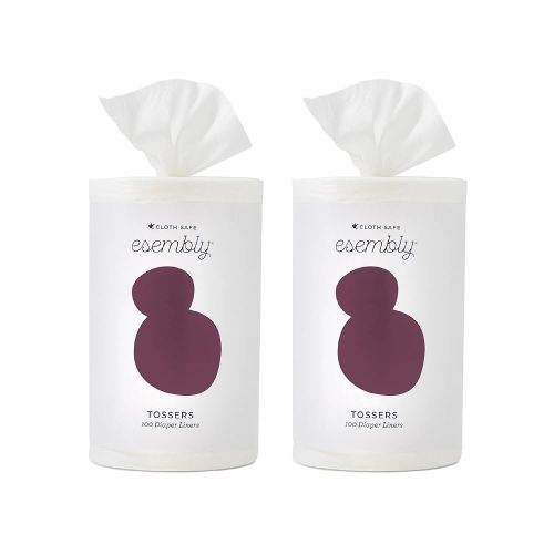 Esembly Tossers – Disposable Bamboo from Viscose Diaper Liners for Cloth Diapers – Earth-Friendly, Fragrance-Free, Chlorine-Free – One Size, 200 Liners (2-Pack of 100-Liner Rolls)