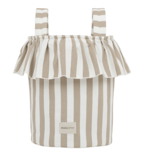 Basket Rayas - Oak + White · Minicoton