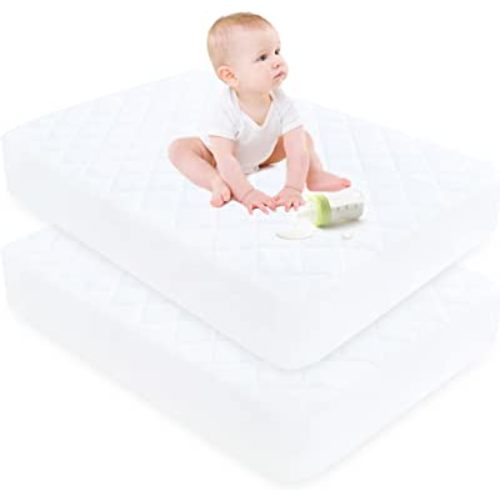 Cute Castle Baby Waterproof Crib Mattress Protector, 27x39 Inch (Pack of  2), White