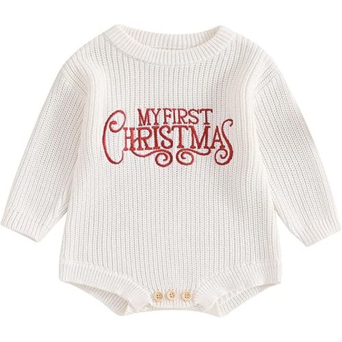 Adobabirl Baby Girl Boy Knitted Sweater Bubble Romper Long Sleeve Jumpsuit Festival Outfit Fall Winter Spring Clothes