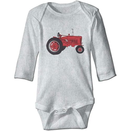Red Tractor Cute Bodysuit Toddler Rompers for Infant Unisex Baby Long Sleeve