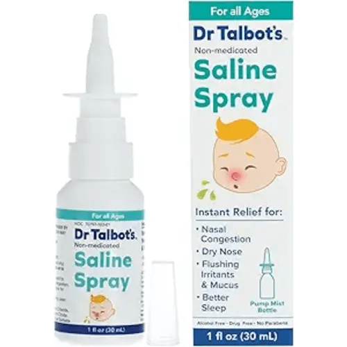 Dr. Talbot's Baby Saline Spray for Nasal Congestion, Dry Nose, and Mucus Flushing Relief - 1 fl oz - Gentle Pump Mist for All Ages