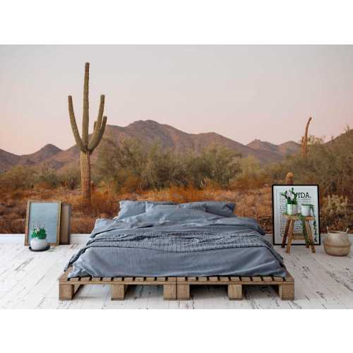 Desert Saguaro Wall Mural | Brown & Orange, Southwestern Wall Decor | Traditional or Peel and Stick