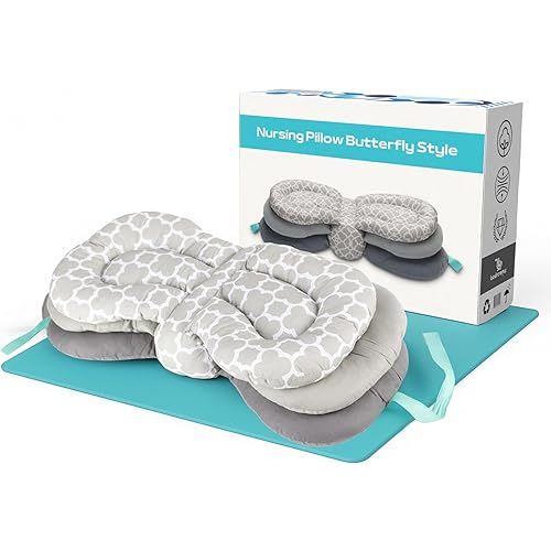 Nursing Pillow for Breastfeeding and Bottles, Ideal for Feeding Newborns 0-5 Months, 100% Cotton, Adjustable Support Cushion for Parent Use, Mom - Dad