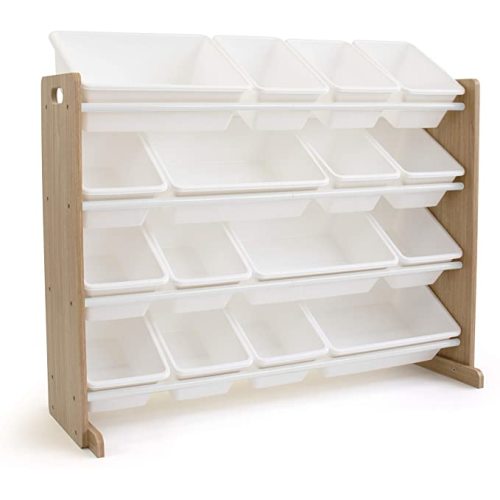 Humble Crew Supersized Toy Storage Organizer with 16 Removable Bins, Natural/White – Large Toy Storage for Toddlers Ideal for Kids' Rooms, Playrooms, and Nurseries - Modern Toy Bins for Kids