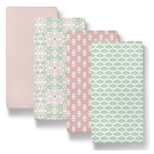 Botanical Garden Baby Bassinet Sheets 4-Pack for Girls