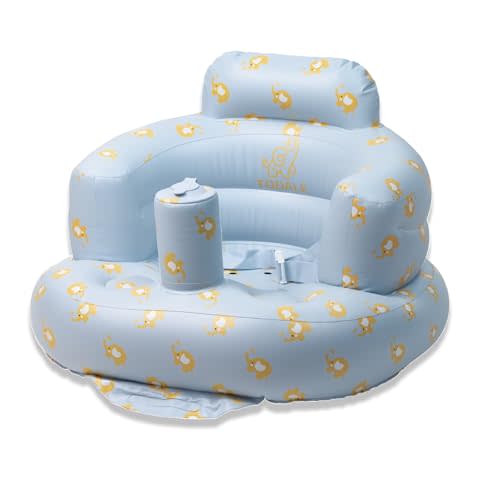 Todale Inflatable Baby Seat 3 Months & Up - Inflatable Chair with Built-in Pump, Floor Toddler Chair for Boys & Girls, Bear Blue - Baby Bouncer
