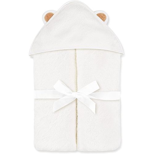 Natemia Baby Hooded Towel - Premium Ultra Soft Baby Bath Towel with Animal Design - Rayon from Bamboo Hooded Baby Towels for Newborn to Toddler - Made in Turkey - Perfect Baby Gifts - White Bear