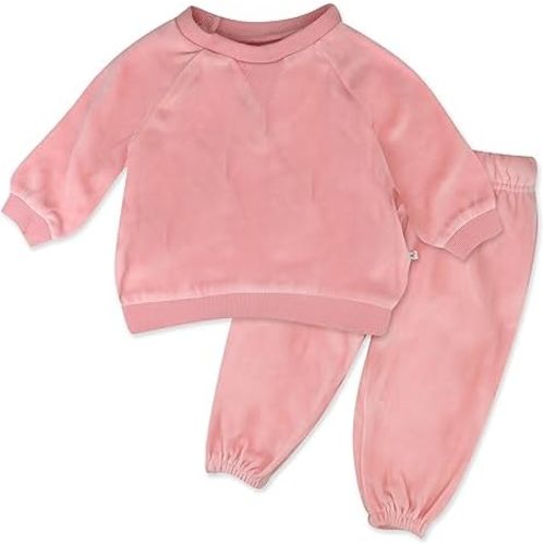 HONESTBABY Velour Pullover Hoodie and Zip Front Sweatshirt and Jogger Sweatpants Set