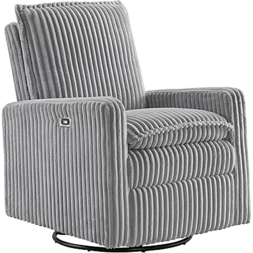 Oxford Baby Uptown Power Recliner/Glider, Corduroy, Ash Gray