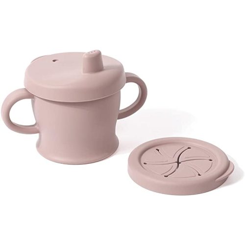 haakaa Silicone Sip-N-Snack Cup, Toddlers Sippy Cup&Snack Container 2-in-1, BPA Free Training Cup for Baby 6 Month+, 8 Oz (Blush)