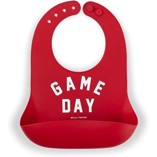 Baby Bib for Eating by Bella Tunno, Waterproof Silicone Bib with Large Food Catcher, Adjustable Fit for Babies 4-12 months & Toddlers 1-3 Years, Boys & Girls, Game Day