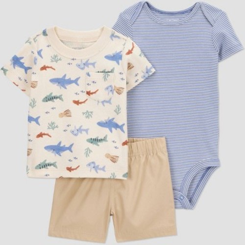 Carter's Just One You® Baby Boys' Sea Creature Top & Bottom Set - 9M: Cotton T-Shirt, Bodysuit, Pull-On Shorts