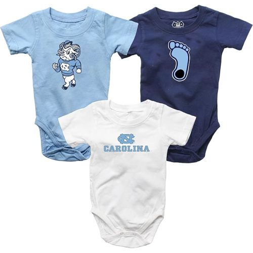 Wes and Willy Baby College Team 3 Pack of Cotton Rompers