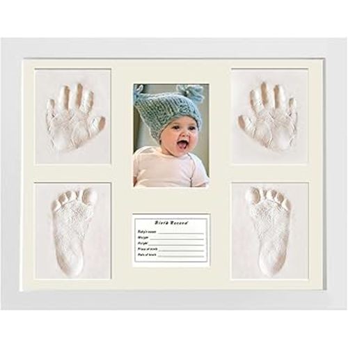 MICKYU Baby Handprint & Footprint Kit with Frame - Air Dry Clay Keepsake Memory Kit - Newborn Gift Set for Boys & Girls