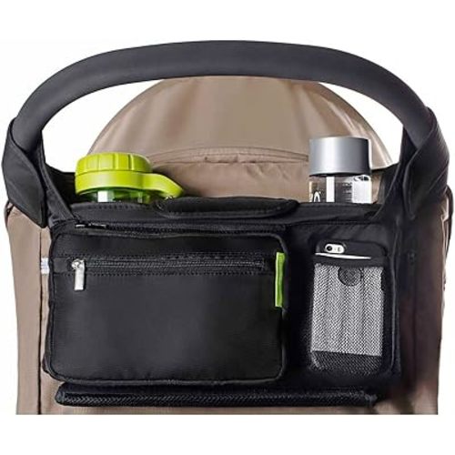 Ethan & Emma Universal Stroller Organizer - Elevate Your Experience w/ Insulated Cup Holders, Diaper Storage, Secure Straps, Detachable Bag, Pockets for Phone, Keys, Toys. Smart Parenting