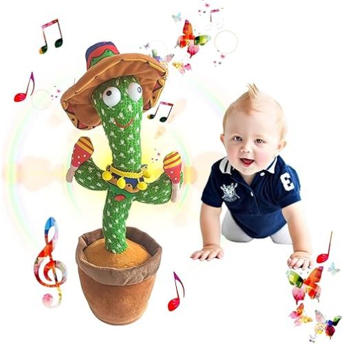 Dancing Cactus Talking Toy - Interactive Singing Baby Toy for 0-12 Months Infants, Tummy Time Toys for 1 Year Old Boy/Girl, Sensory Toy for Toddlers (6+ Months Easter Basket Stuffers