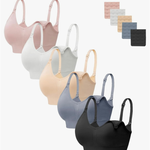 HBselect Women Maternity Bras 5 Pack Nursing Bras for Breastfeeding Seamless Pregnancy Sleep Bralette with Extra Extenders