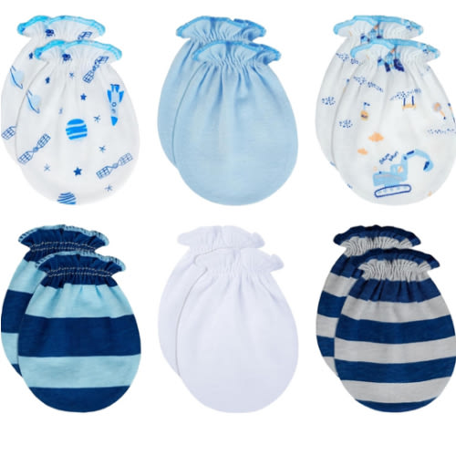 RATIVE No Scratch Mittens and Caps 100% Cotton for Newborn Baby 0-6 Months Boys Girls