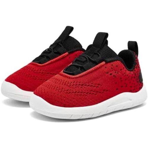 MORENDL Toddler Slip On Sneakers Baby Walking Shoes Non-Slip Breathable Unisex Pink Mesh Lace-Up Athletic Sneakers Infant Running Shoes