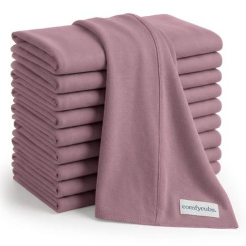 Comfy Cubs Baby Burp Cloths Set Pack of 10 - Large, 6-Layer, Ultra Absorbent Soft 100% Cotton for Infants - Mulberry