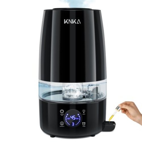 KNKA Humidifier, 4.5L Humidifier for Room, Cool Mist Humidifier with Essential Oil Diffuser, Air Humidifiers for Home, Baby, and Bedroom, 40H Runtime, Humidity Control, Timer, Night Light