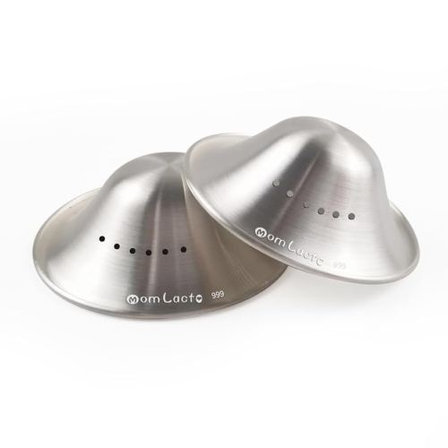The Original Silver Nursing Cups, Silver Nipple Shields for Breastfeeding, Nipple Guards Protector for Nursing Newborn – Perforated Design – 999 Silver (Large)