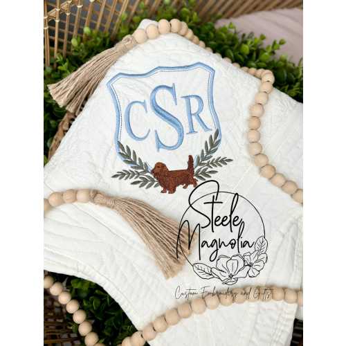 Long Haired Dachshund Gift Baby Heirloom Quilt Custom Dog Nursery Decor Personalized Custom Name Baby Boy Blanket for Dog Baby Shower Gift