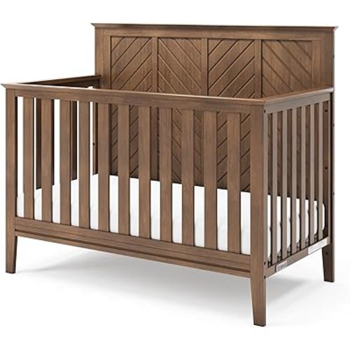 Child Craft Atwood 4-in-1 Convertible Baby Crib, Wooden Nursery Furniture Converts to Daybed, Toddler Bed and Full-Size Bed, 3 Mattress Height Adjustments, Non-Toxic Baby Safe Finish, Cocoa Bean Brown
