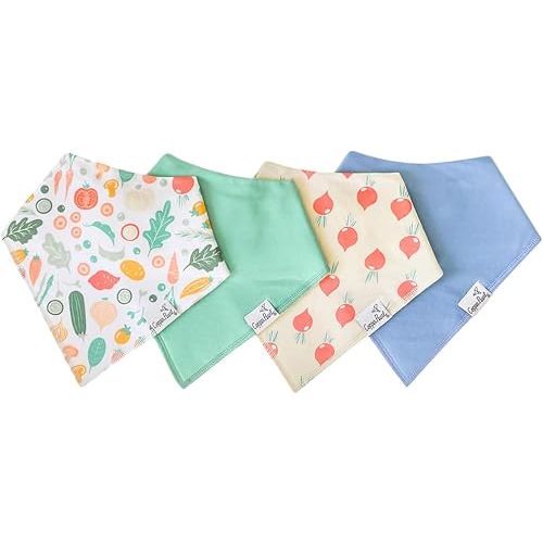 Copper Pearl Baby Bandana Bibs - 4 Pack Soft Cotton Bibs for Drooling & Teething, Absorbent, Adjustable Fit, Many Styles